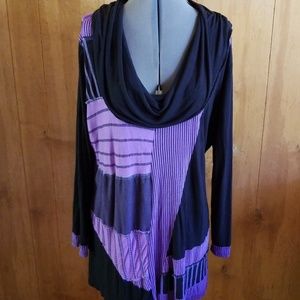 Parsley & Sage cowl neck patchwork top